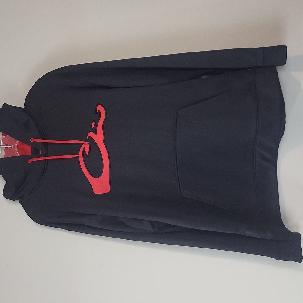 DRAKE WATERFOWL Black Red MST Performance Kangaroo Pocket Tie Hoodie